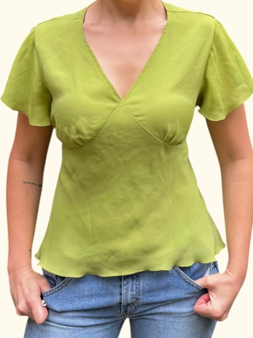 Giorgio Fiorlini Chartreuse Babydoll Top Vintage 90s Y2K Fairy Boho